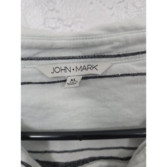 John Mark Shirt Women's XL Button Up Coastal Grandma Linen Tie Front T528 - Picture 2 of 5